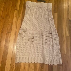 House of Harlow 1960 Cream Crochet Midi Skirt
